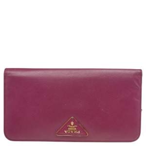 Prada Pink Saffiano Lux Leather Bifold Wallet Organizer