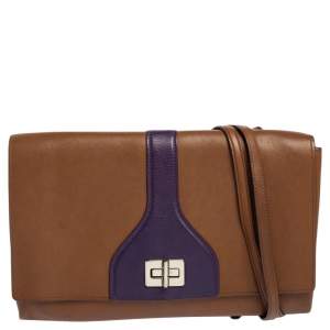 Prada Tan Vitello Soft Leather Flap Turn Lock Shoulder Bag