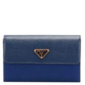 Prada Blue Calf Leather Wallet 