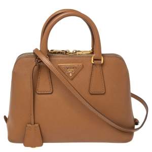 Pre Owned Prada Tan Saffiano Leather Small Promenade Satchel