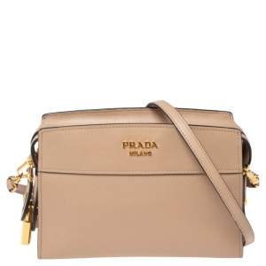Pre Owned Prada Beige Saffiano Leather Esplanade Shoulder Bag