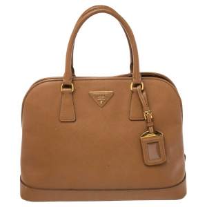 Pre Owned Prada Brown Saffiano Lux Leather Open Promenade Satchel