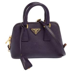Prada Purple Saffiano Leather Mini Promenade Crossbody Bag