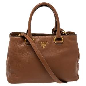 Pre Owned Prada Brown Vitello Daino Leather Tote
