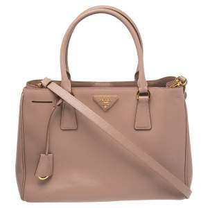 Pre Owned Prada Beige Saffiano Leather Medium Galleria Tote
