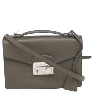 Prada Green Saffiano Lux Leather Crossbody Bag
