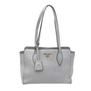 Pre Owned Prada Grey Leather Small Phenix Tote