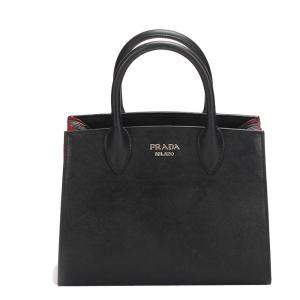 Pre Owned Prada Black Calfskin Leather Saffiano City Bibliothèque Tote Bag 