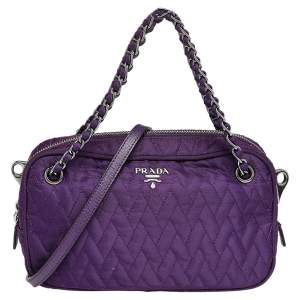 Prada Purple Quilted Nylon Camera Shoulder Bag