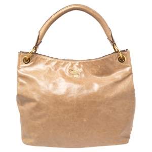 Pre Owned Prada Beige Leather Hobo