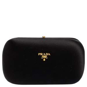 Pre Owned Prada Black Satin Box Clutch
