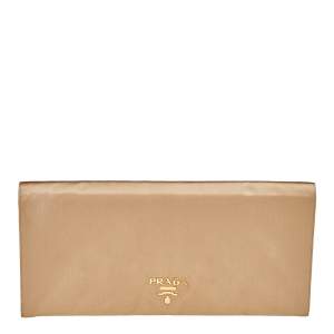 Pre Owned Prada Gold Satin Oversized Clutch