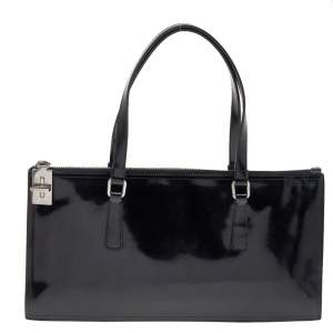 Pre Owned Prada Black Patent Leather Tote