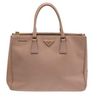 Prada Pink Saffiano Lux Leather Large Galleria Double Zip Tote