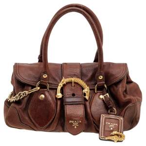 Pre Owned Prada Brown Leather Dragon Satchel