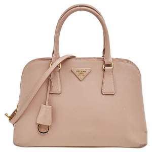 Pre Owned Prada Beige Saffiano Lux Leather Medium Promenade Satchel