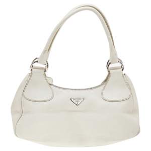 Pre Owned Prada White Vitello Daino Leather Shoulder Bag