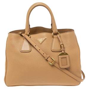 Pre Owned Prada Beige Leather Galleria Tote