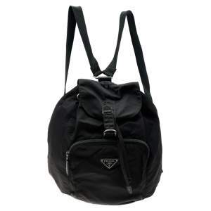 Prada Black Tessuto Nylon Vintage Drawstring Backpack