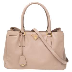 Pre Owned Prada Beige Saffiano Leather Medium Open Tote