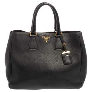 Pre Owned Prada Black Leather Large Open Tote