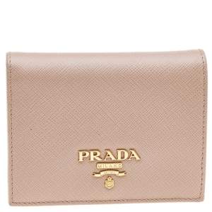 Pre Owned Prada Dusty Pink Saffiano Leather Bifold Wallet