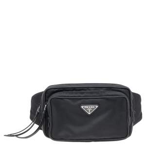 Prada Black Nylon and Leather Belt Bag
