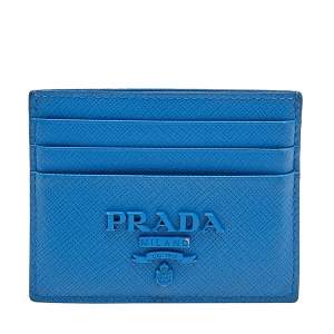 Pre Owned Prada Blue Saffiano Leather Card Holder