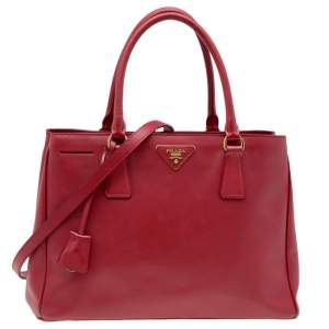 Pre Owned Prada Red Saffiano Lux Leather Small Tote