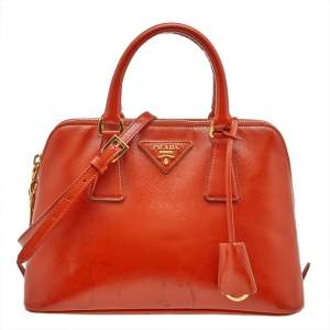 Pre Owned Prada Orange Saffiano Leather Small Promenade Satchel