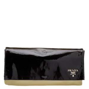 Pre Owned Prada Ombre Patent Leather Oversized Flap Clutch
