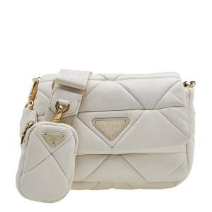 Pre Owned Prada White Patchwork Leather System Crossbody Bag