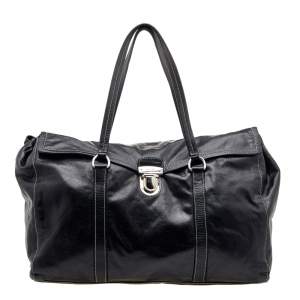 Pre Owned Prada Black Soft Leather Satchel