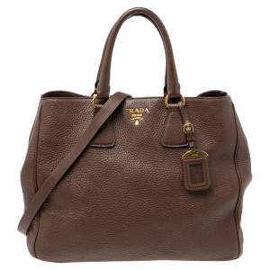 Pre Owned Prada Dark Brown Leather Tote