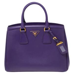 Pre Owned Prada Purple Saffiano Lux Leather Parabole Tote