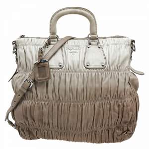 Pre Owned Prada Grey/Brown Ombre Gaufre Leather Tote