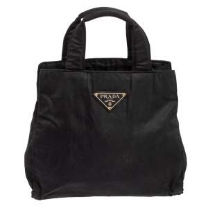 Pre Owned Prada Black Nylon Logo Tote