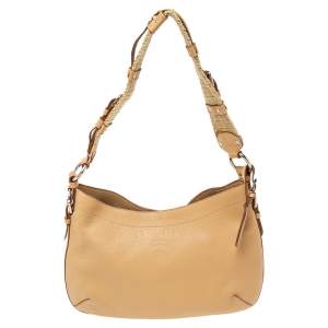 Pre Owned Prada Beige Vitello Daino Leather Hobo