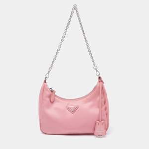Pre Owned Prada Pink Nylon Re-Edition 2005 Shoulder Bag