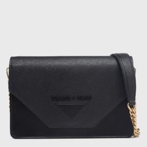 Pre Owned Prada Black Saffiano Leather Mini Envelope Crossbody Bag