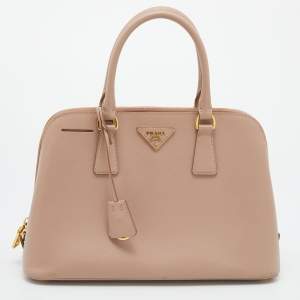 Pre Owned Prada Beige Saffiano Leather Medium Promenade Satchel