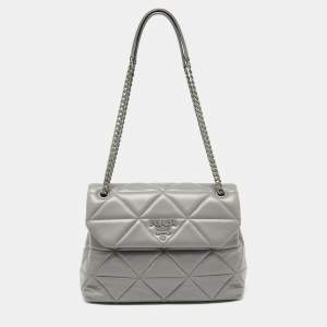 Pre Owned Prada Grey Nappa Leather Large Spectrum Shoulder Bag