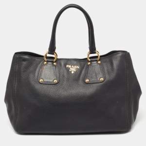 Pre Owned Prada Black Leather Tote