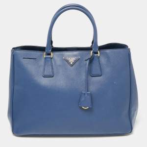 Pre Owned Prada Navy Blue Saffiano Lux Leather Large Gardener's Tote