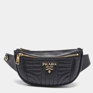 Prada Black Diagramme Leather Belt Bag