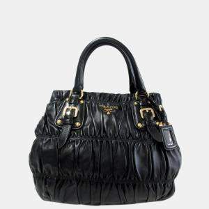مملوكة مسبقًا Prada Black Nappa Gaufre Satchel