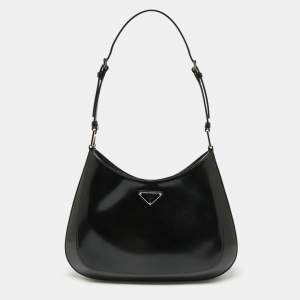Pre Owned Prada Black Patent Leather Cleo Shoulder Bag