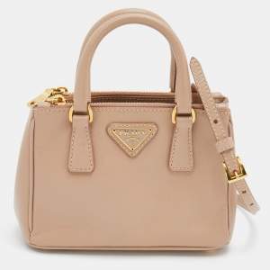 Pre Owned Prada Dusty Pink Saffiano Lux Leather Micro Galleria Tote