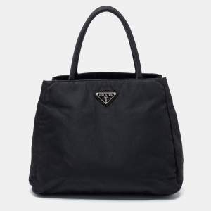 Pre Owned Prada Black Nylon Tessuto City Tote