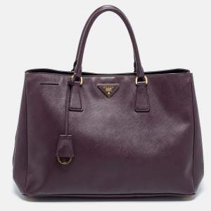 Pre Owned Prada Burgundy Saffiano Lux Leather Large Tote